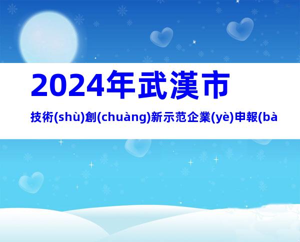 2024年武漢市技術(shù)創(chuàng)新示范企業(yè)申報(bào)條件、步驟及相關(guān)內(nèi)容